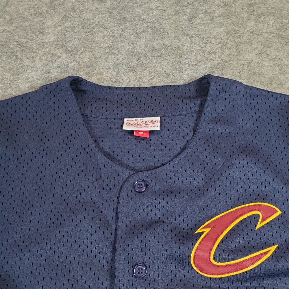 Mitchell & Ness Cleveland Cavaliers Jersey Mens Medium Navy Mesh Baseball NBA - Picture 2 of 8